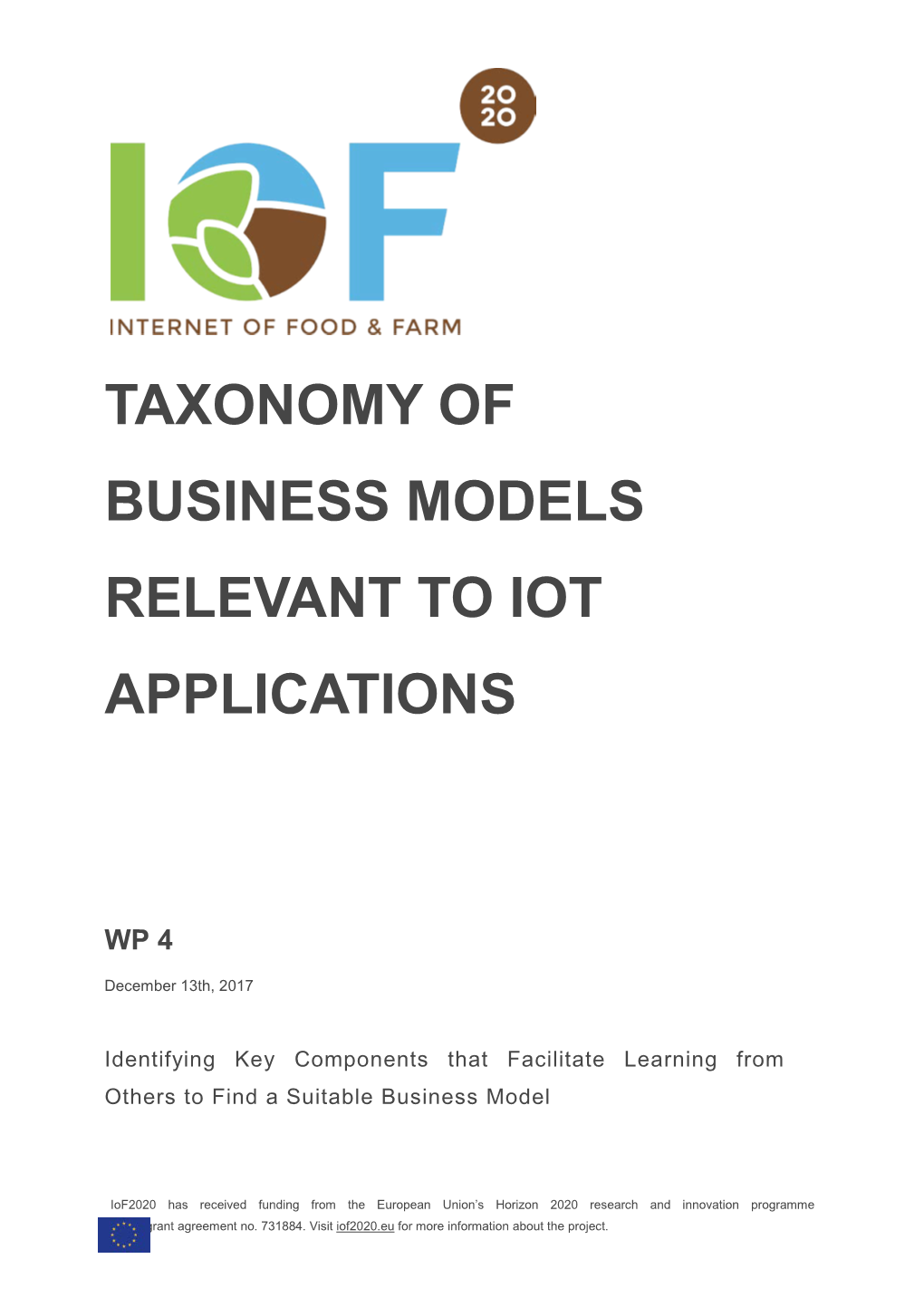 D4.3: Taxonomy of Business Models Relevant to Iot Applications