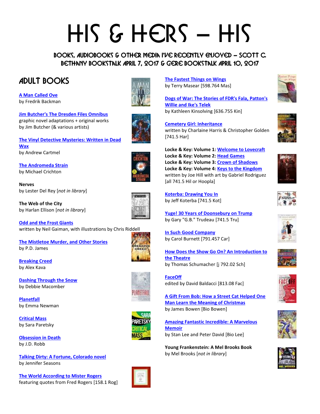 Scott's Booklist