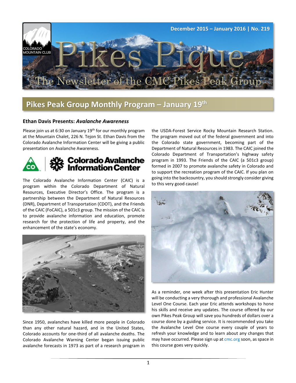 The Newsletter of the CMC Pikes Peak Group