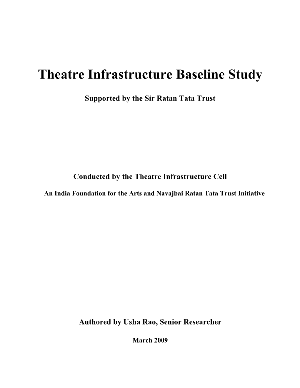 Theatre Infrastructure Baseline Study