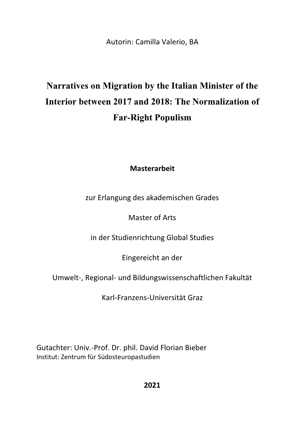 Narratives on Migration by the Italian Minister of the Interior Between 2017 and 2018: the Normalization of Far-Right Populism