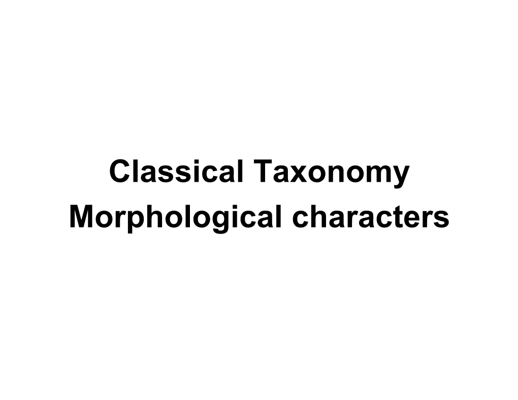 3. Classical Taxonomy- Morphological Characters