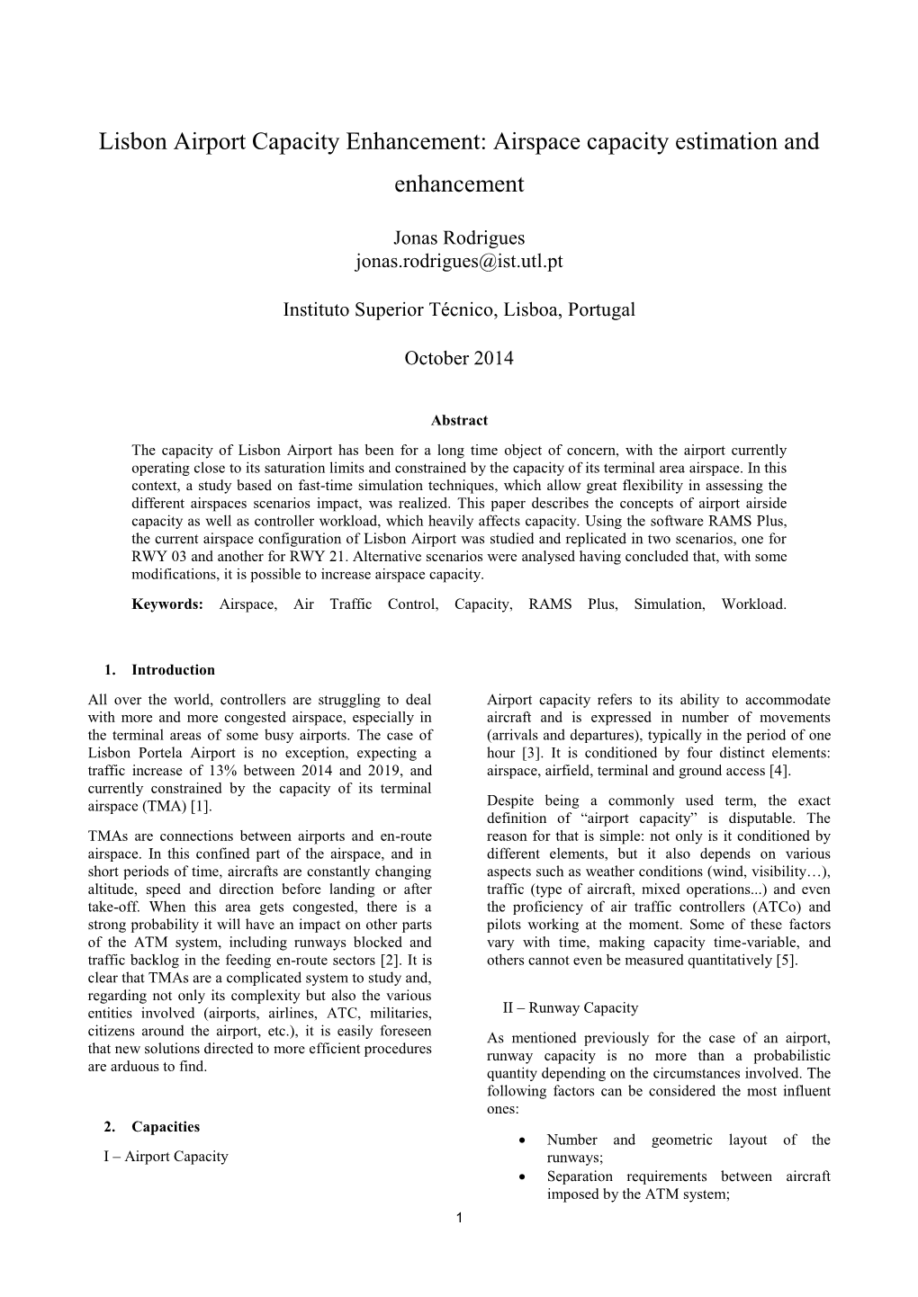 Lisbon Airport Capacity Enhancement: Airspace Capacity Estimation and Enhancement