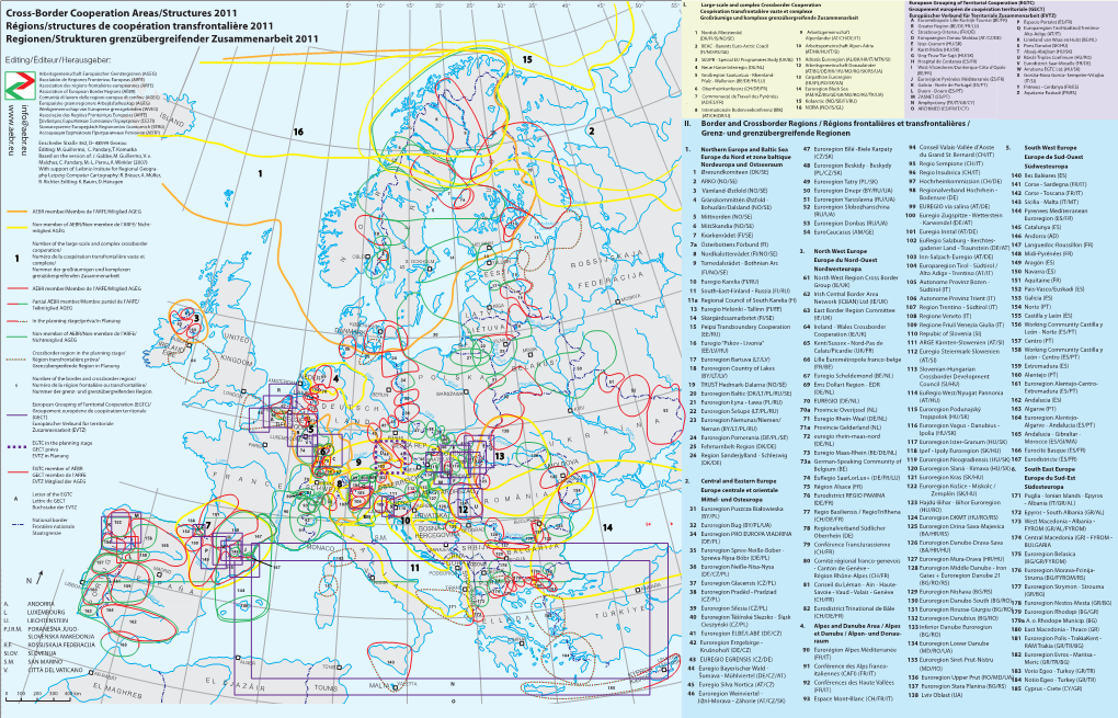 Cross-Border Cooperation Areas/Structures 2011 Régions