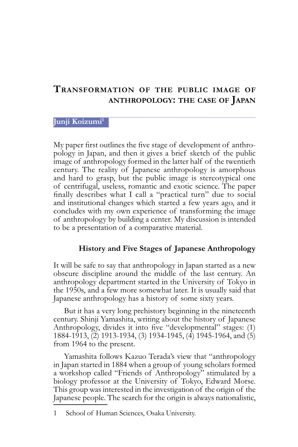 Junji Koizumi My Paper First Outlines the Five Stage of Development Of