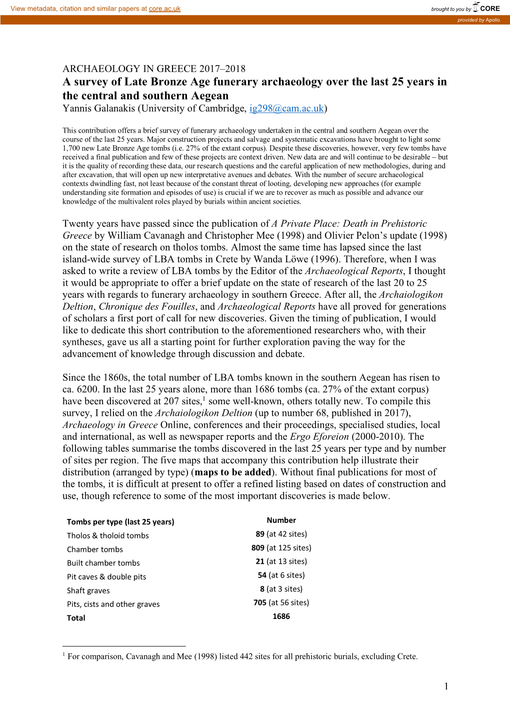 A Survey of Late Bronze Age Funerary Archaeology Over the Last 25 Years