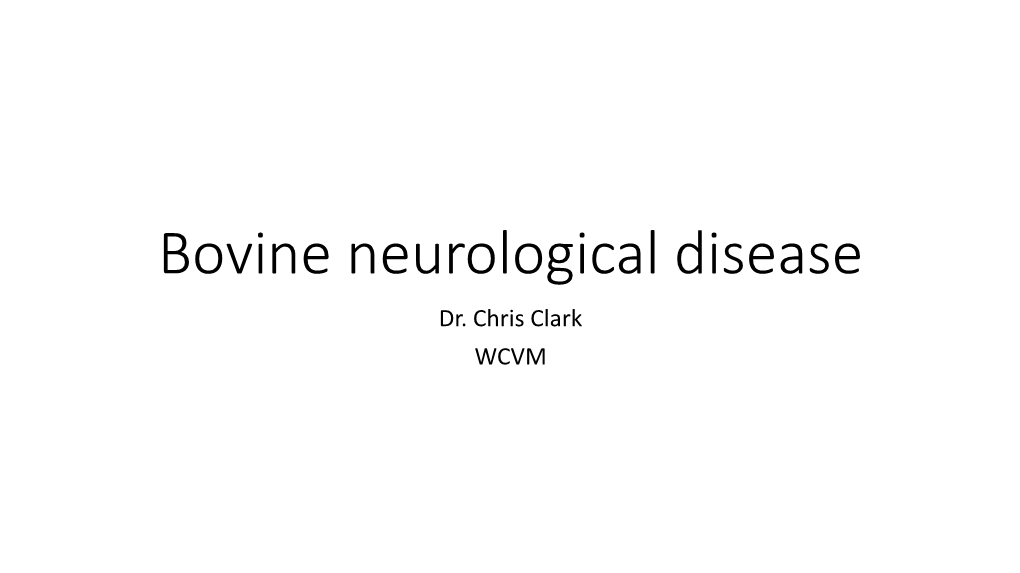 Bovine Neurological Disease Dr
