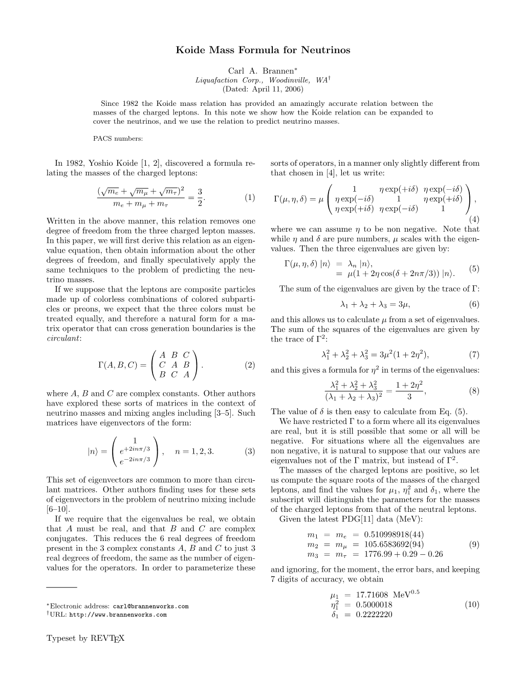 Koide Mass Formula for Neutrinos