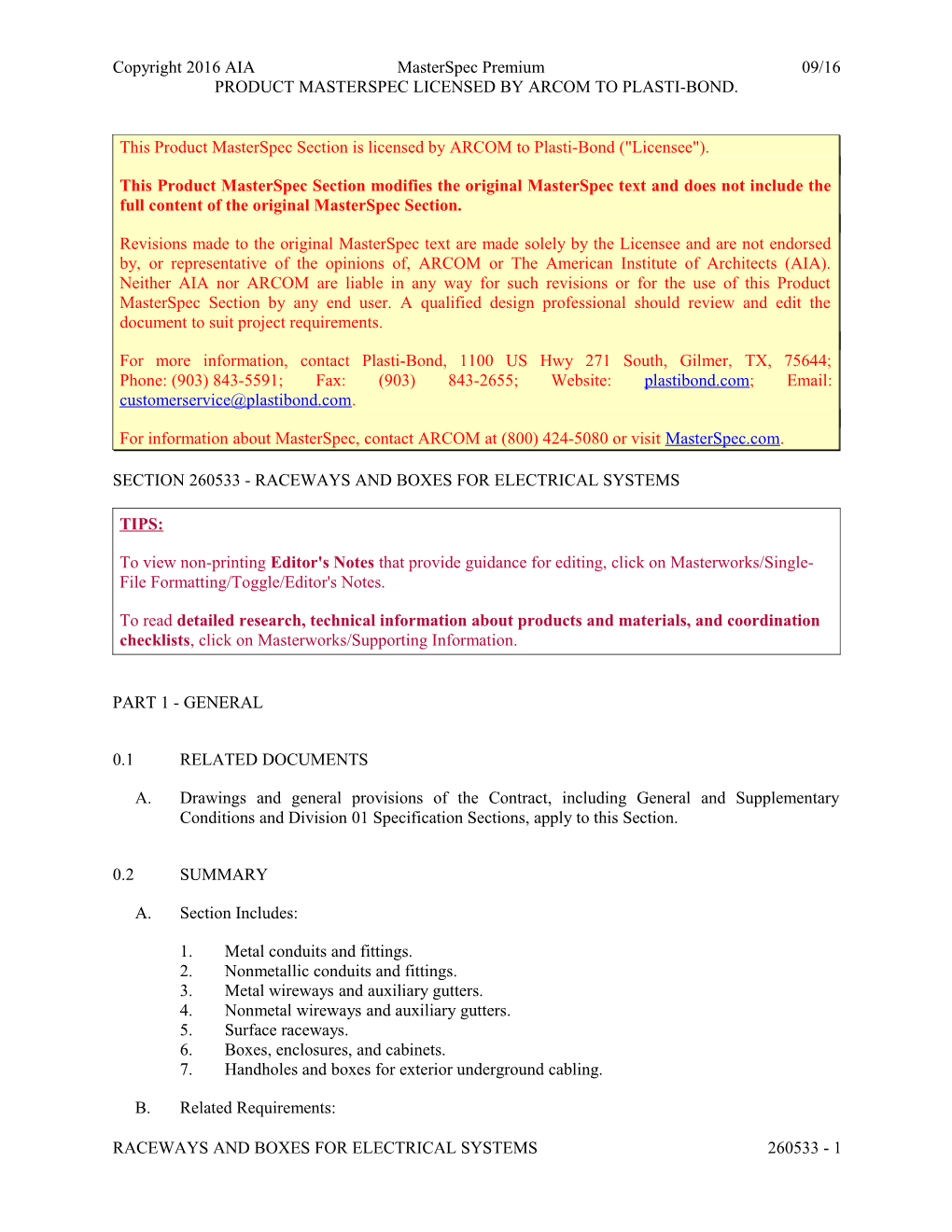 Section 260533 - Raceways and Boxes for Electrical Systems