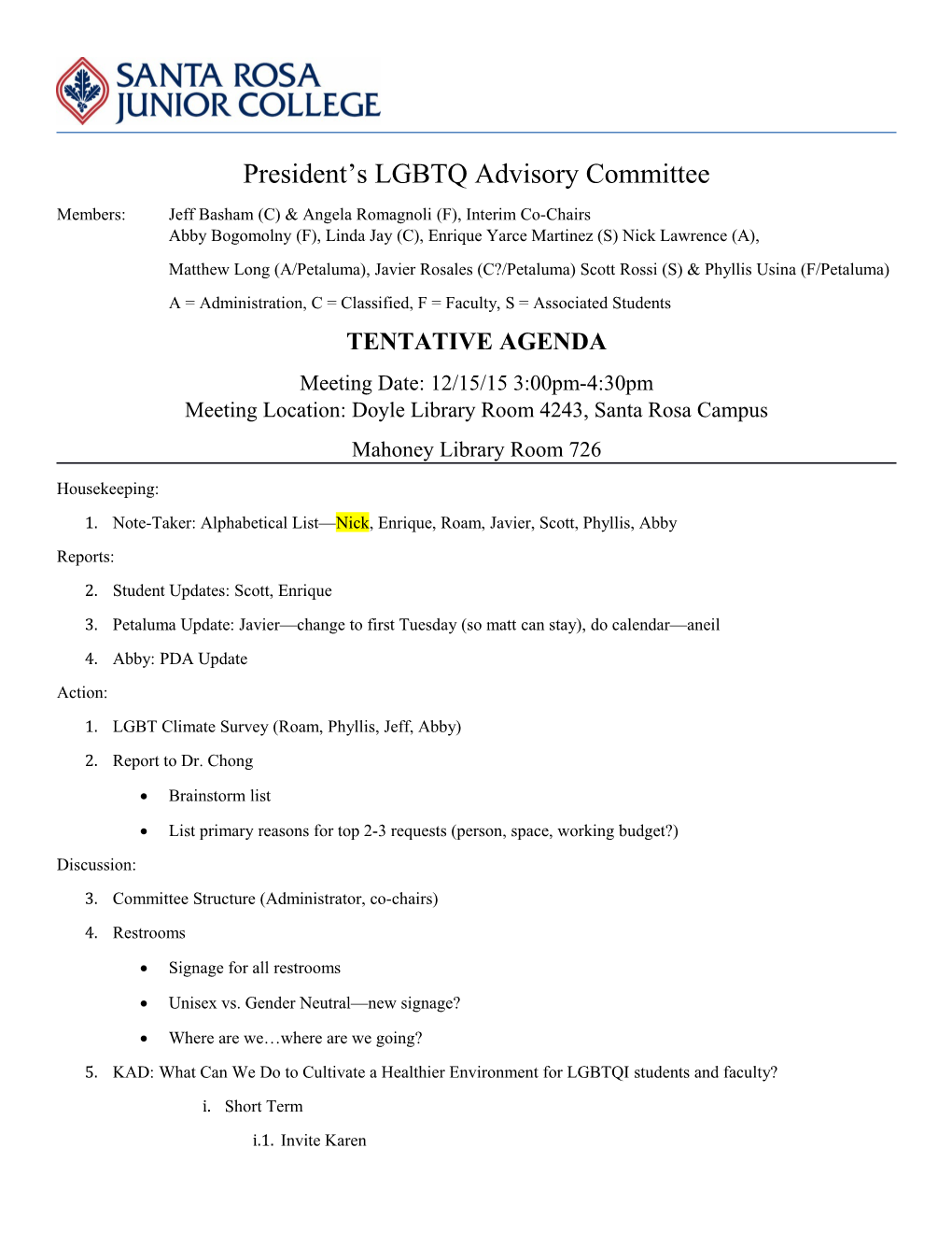 President S LGBTQ Advisory Committee