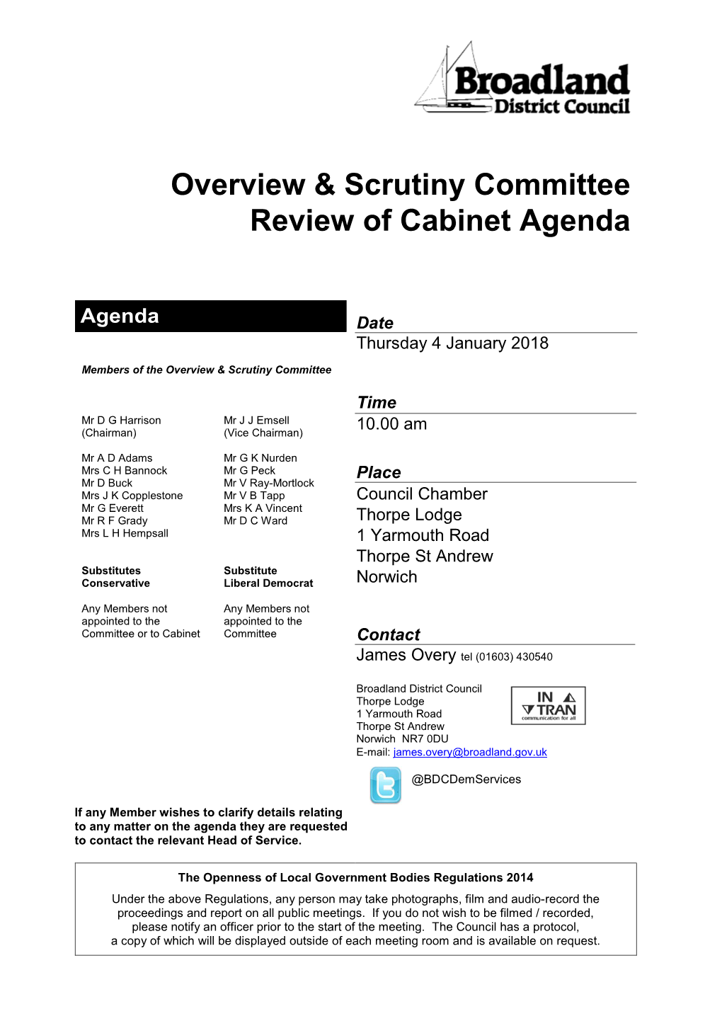 Overview and Scrutiny Committee Papers