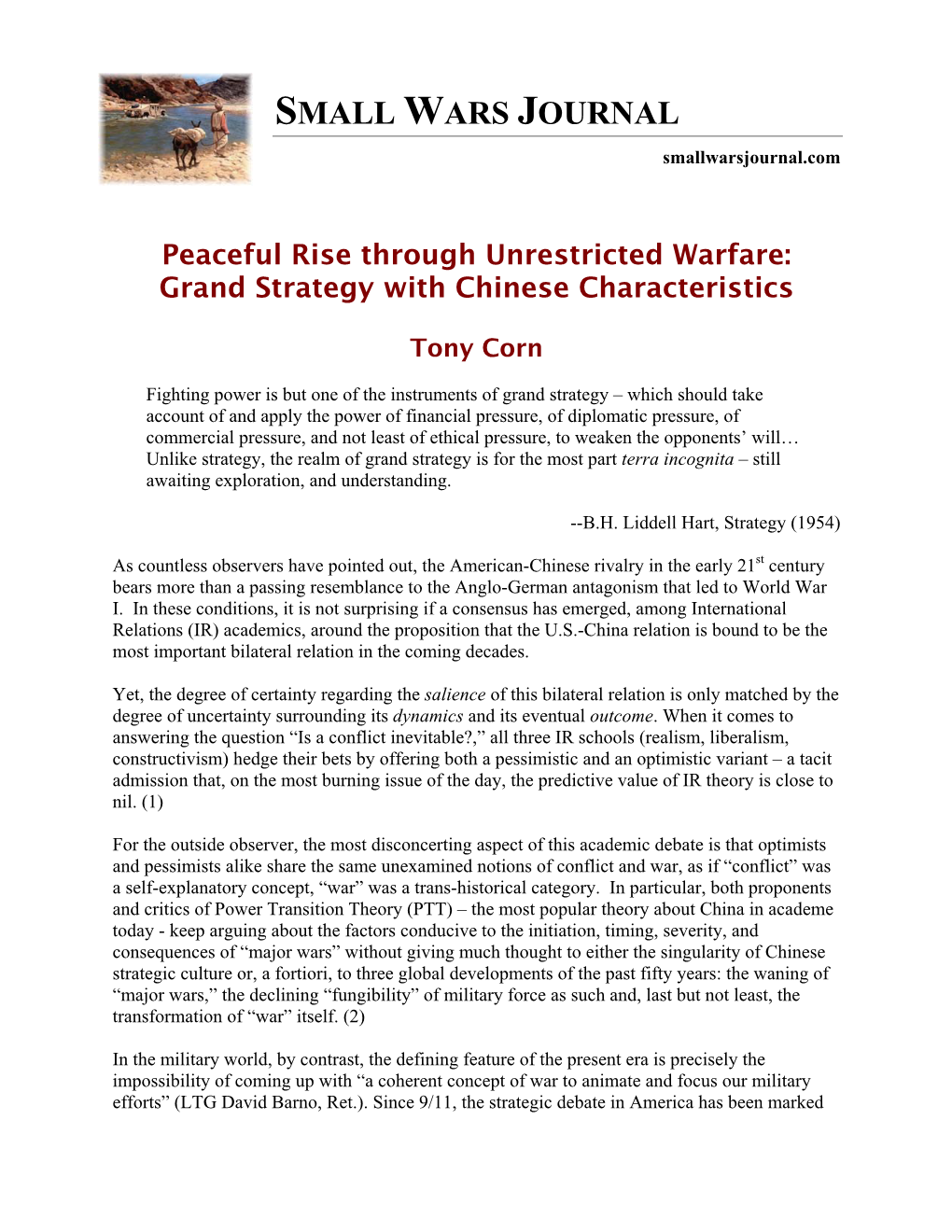 Peaceful Rise Through Unrestricted Warfare: Grand Strategy with Chinese Characteristics