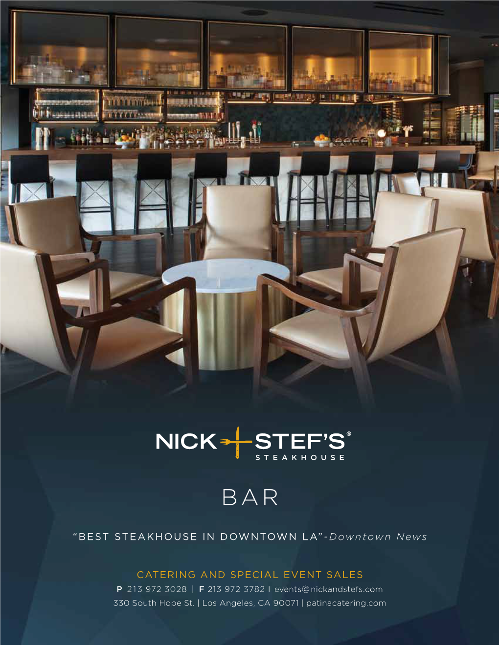 Nick and Stef's Steakhouse Bar Catering Menu