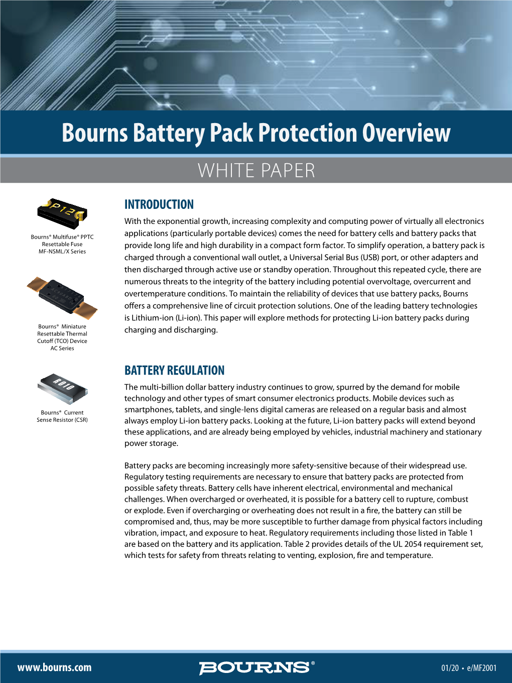 Bourns Battery Pack Protection Overview WHITE PAPER