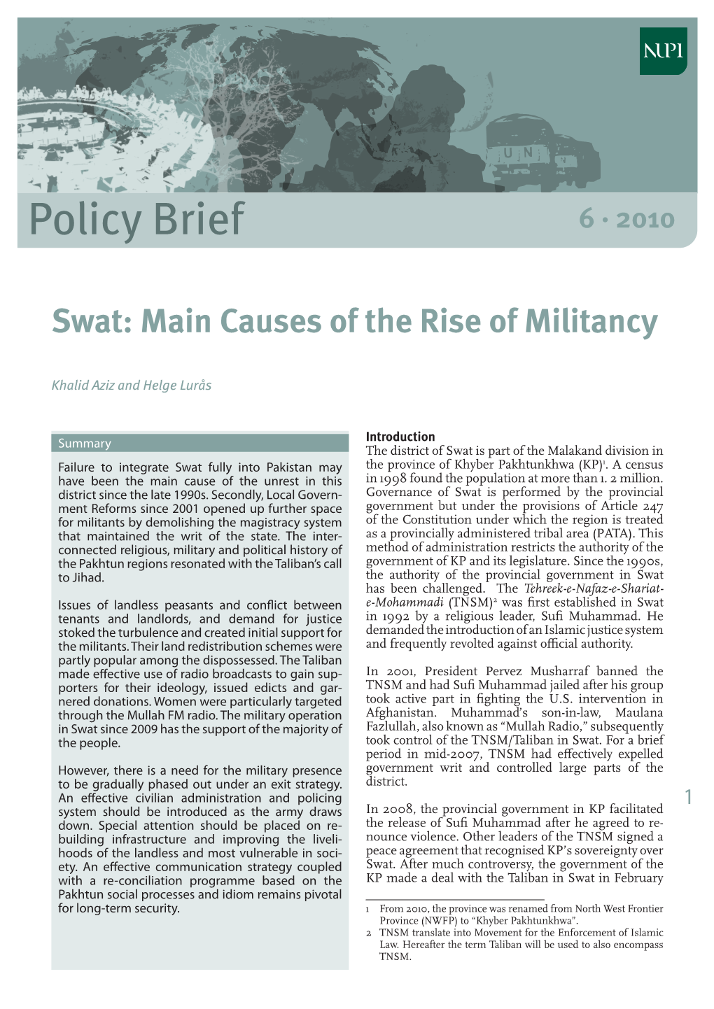 Swat: Main Causes of the Rise of Militancy