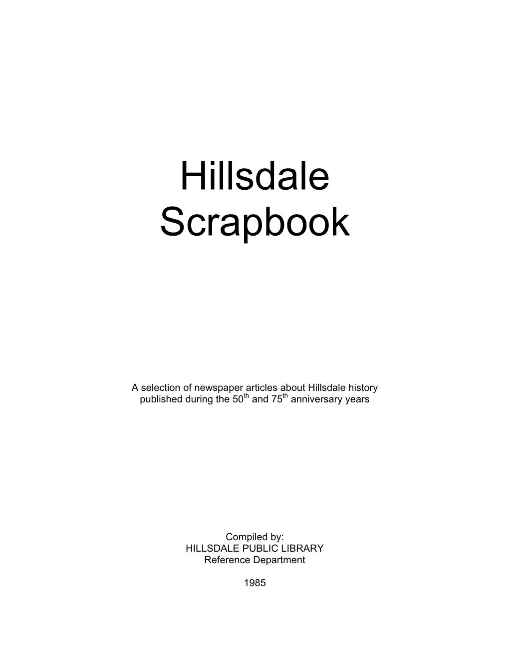 Hillsdale Scrapbook