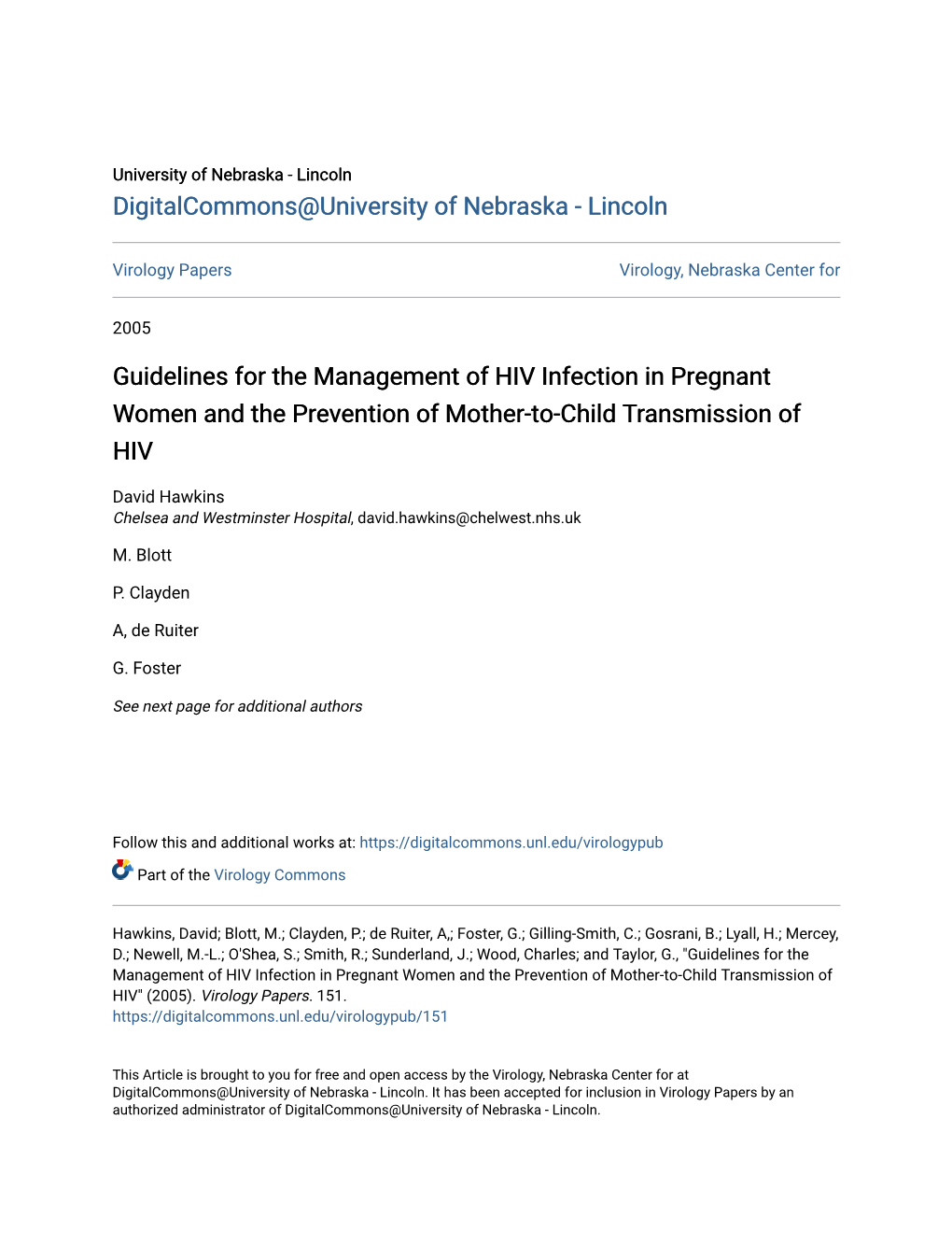 Guidelines for the Management of HIV Infection in Pregnant Women and the Prevention of Mother-To-Child Transmission of HIV