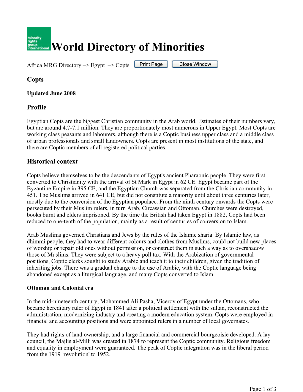 World Directory of Minorities