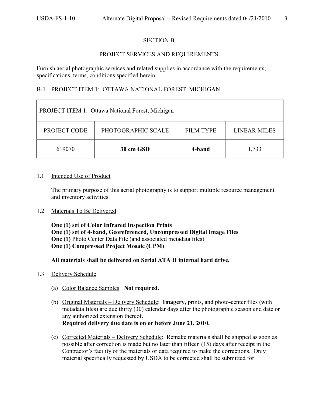 USDA-FS-1-10 Alternate Digital Proposal – Revised Requirements Dated 04/21/2010 3