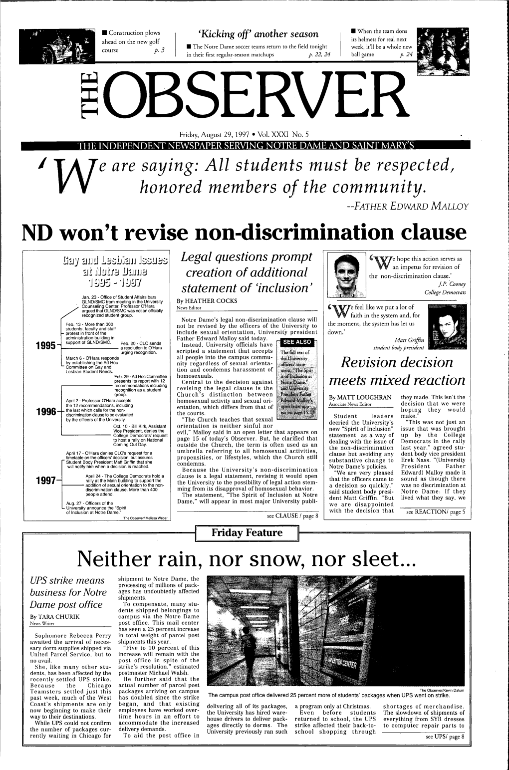 ND Won't Revise Non-Discrimination Clause