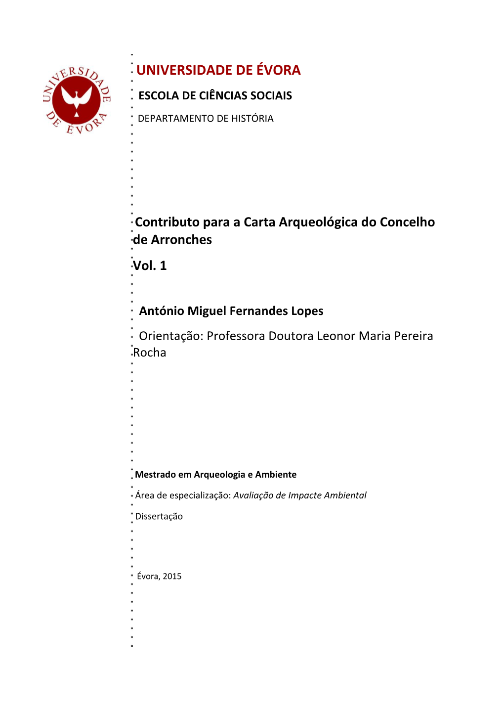 Contributo Carta Arqueologica Arronches