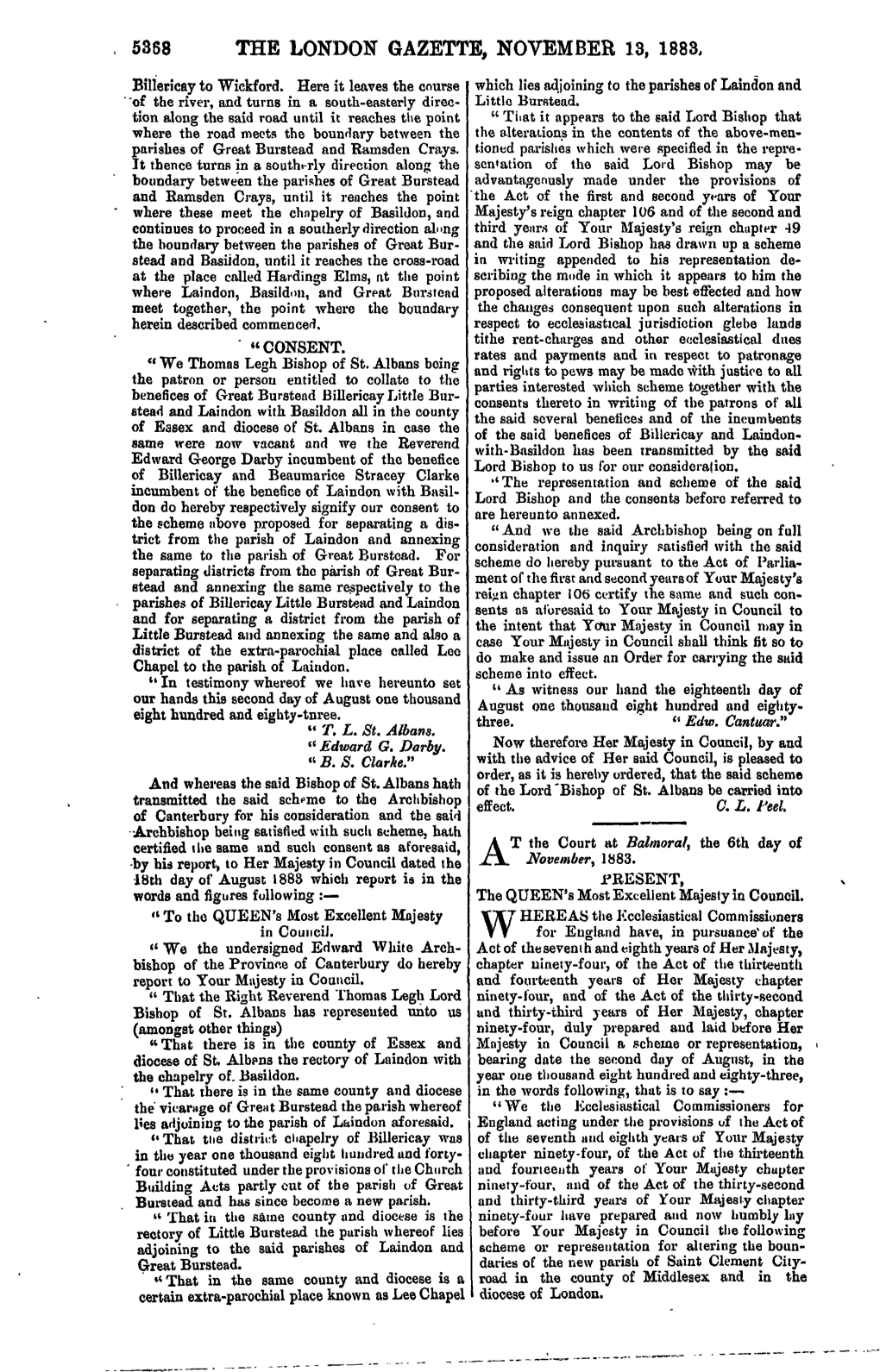 The London Gazette, November 13, 1883