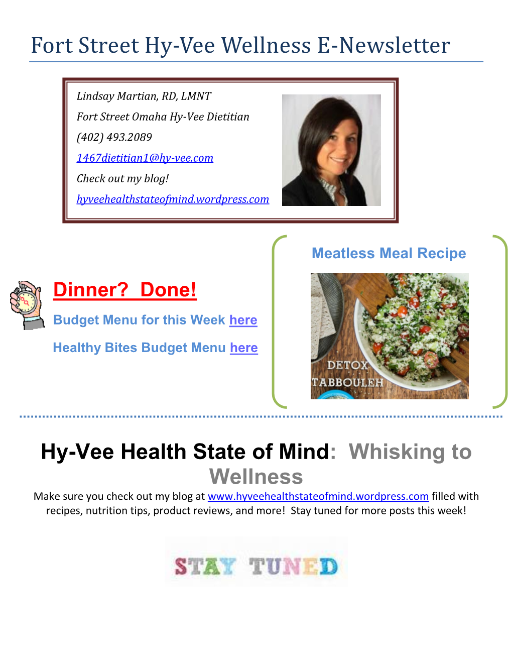 Fort Street Hy-Vee Wellness E-Newsletter