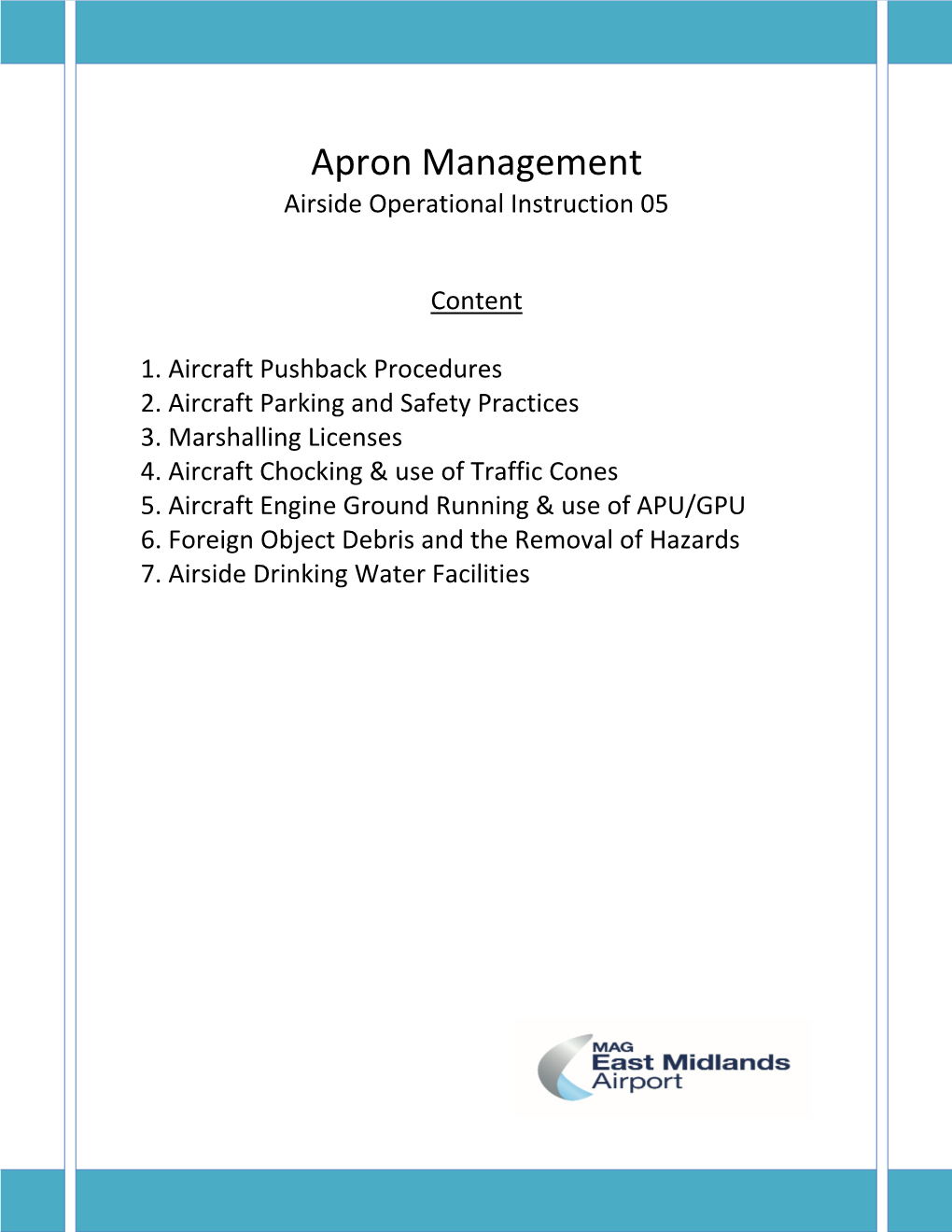 Apron Management Airside Operational Instruction 05