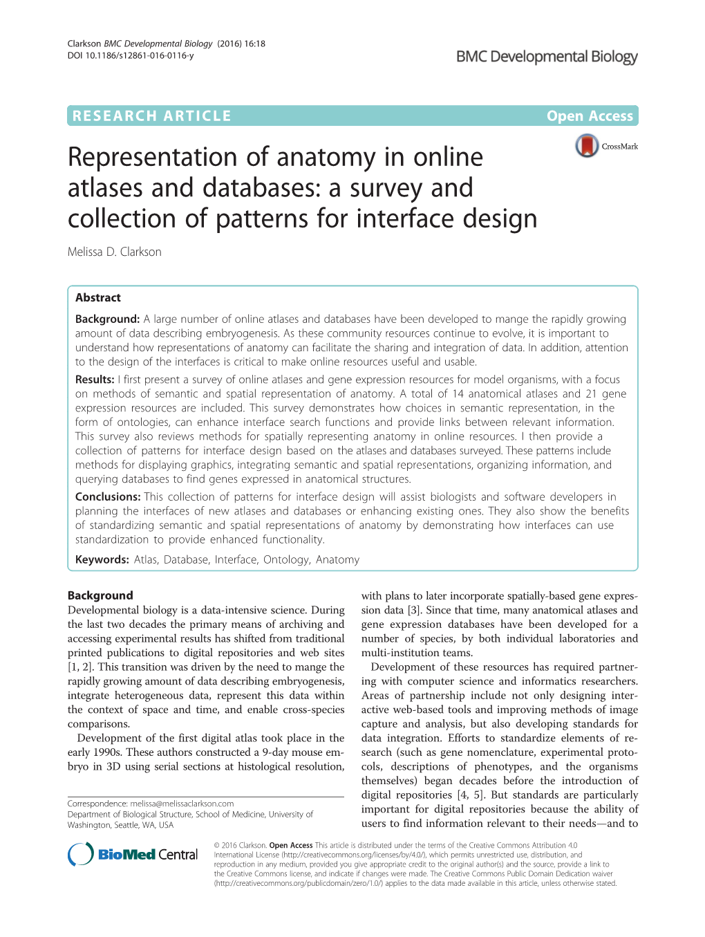 Representation of Anatomy in Online Atlases and Databases: a Survey and Collection of Patterns for Interface Design Melissa D