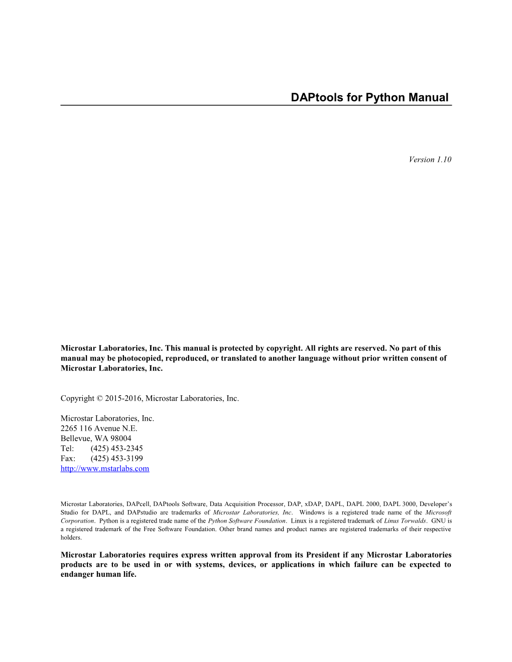Daptools for Python Manual