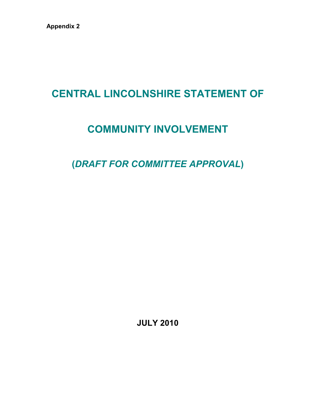 Central Lincolnshire Statement of Community Involvement