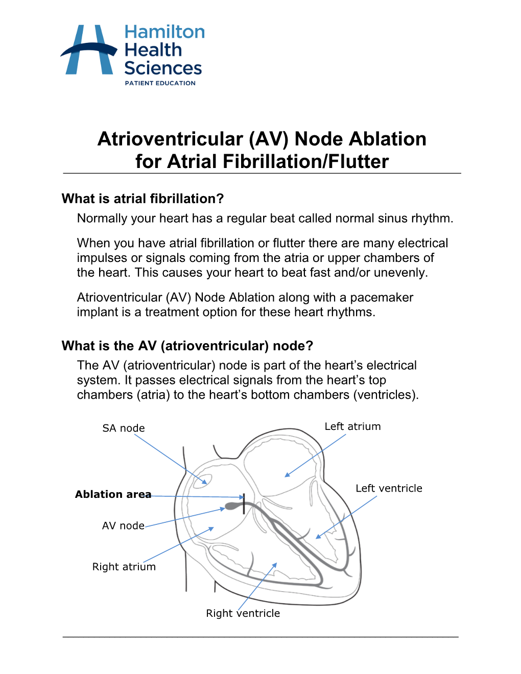 (AV) Node Ablation for Atrial Fibrillation/Flutter