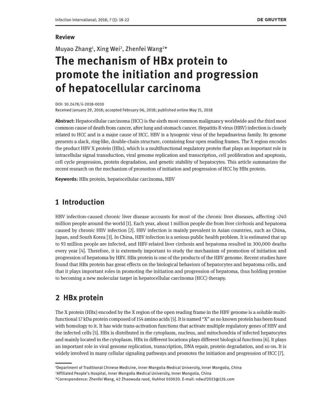 The Mechanism of Hbx Protein to Promote the Initiation and Progression of Hepatocellular Carcinoma