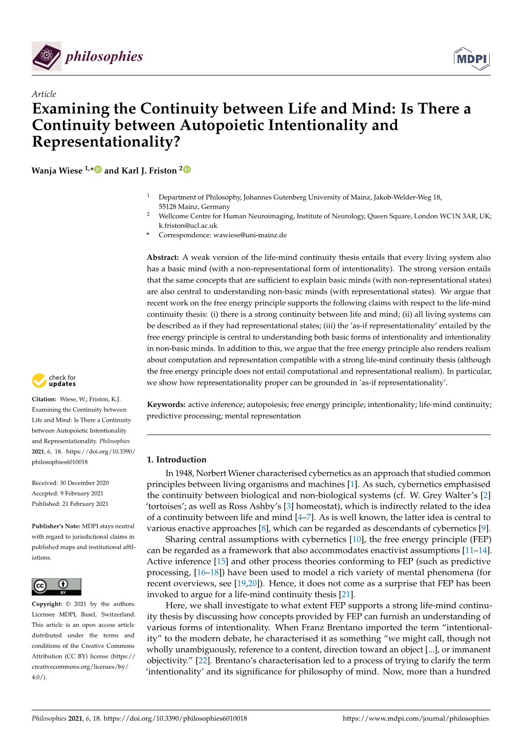 Is There a Continuity Between Autopoietic Intentionality and Representationality?