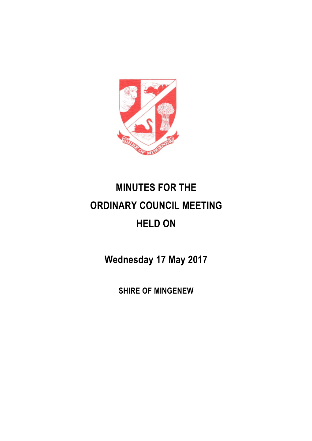 Minutes for the Ordinary Council Meeting Held On