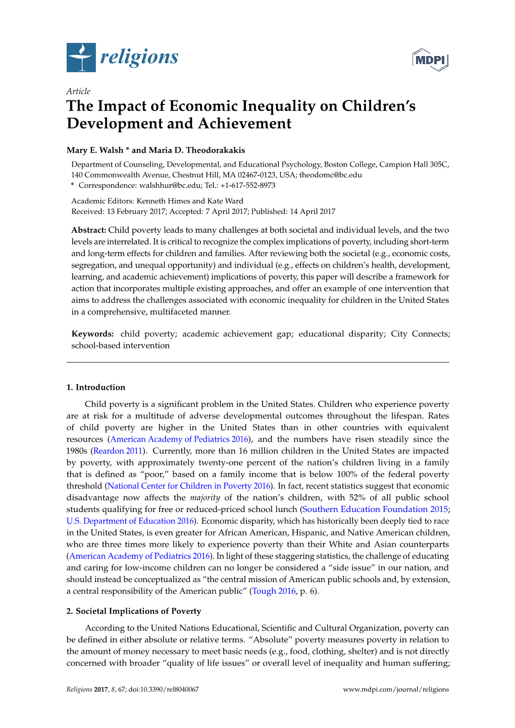 The Impact of Economic Inequality on Children's Development And