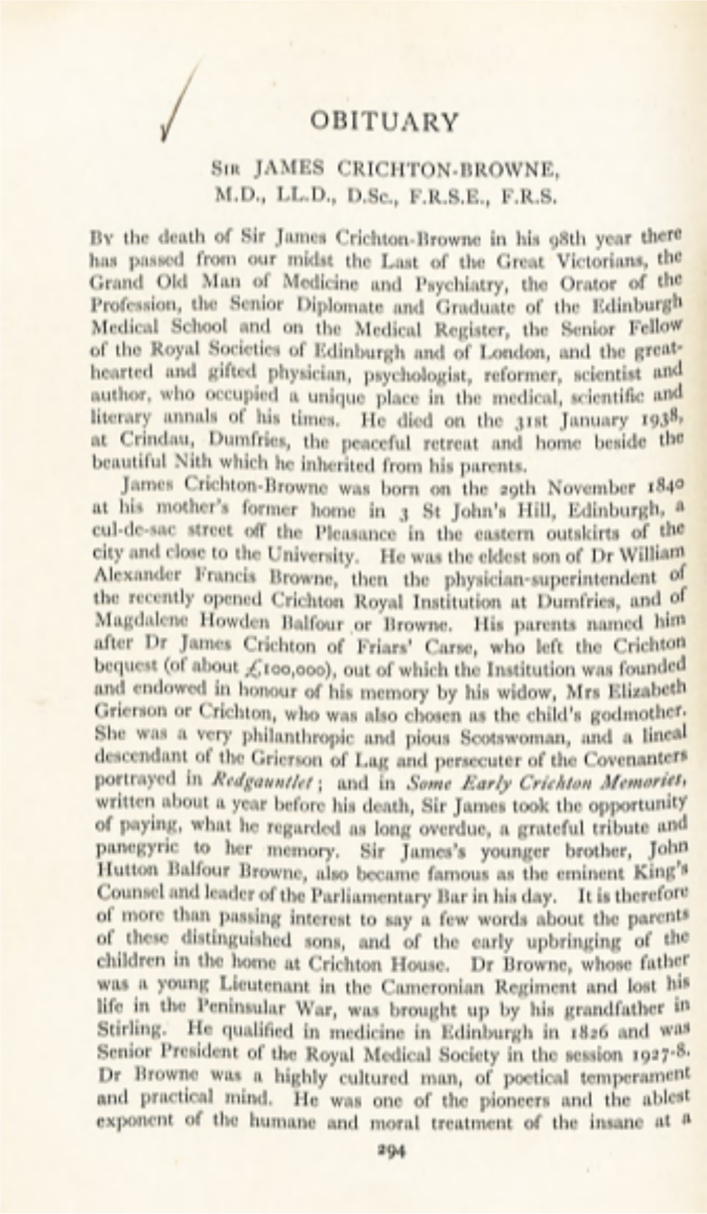 Sir JAMES CRICHTON-BROWNE, M.D., LL.D., D.Sc., F.R.S.E., F.R.S