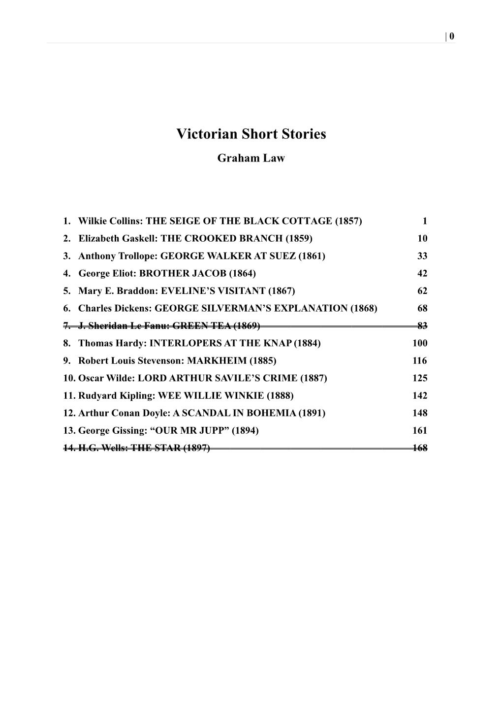 Victorian Short Stories Graham Law