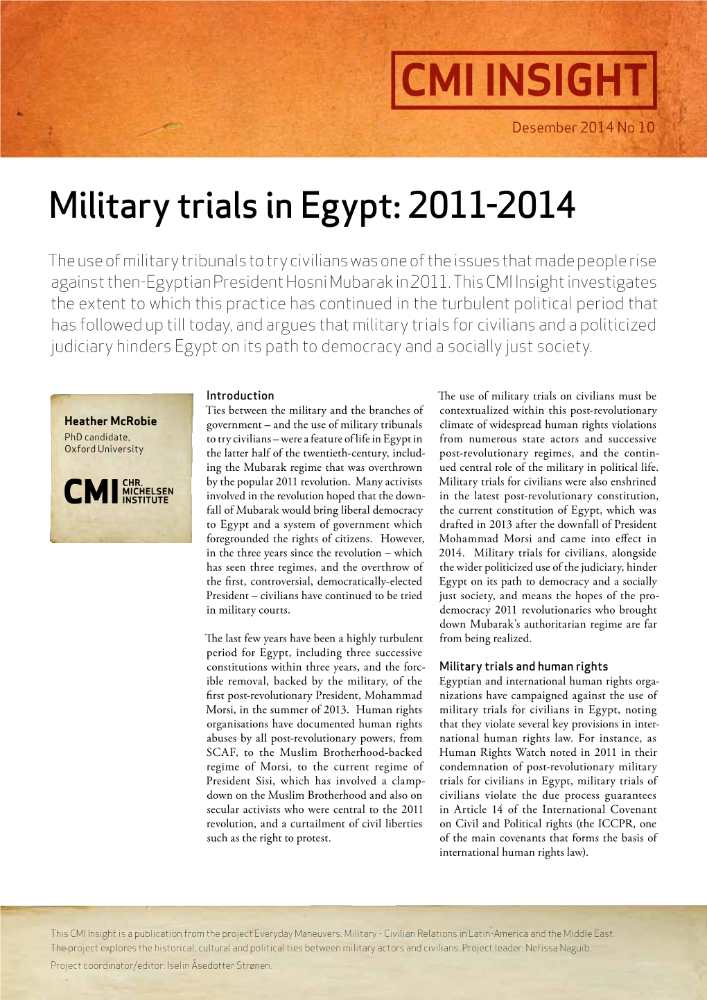 Military Trials in Egypt: 2011-2014