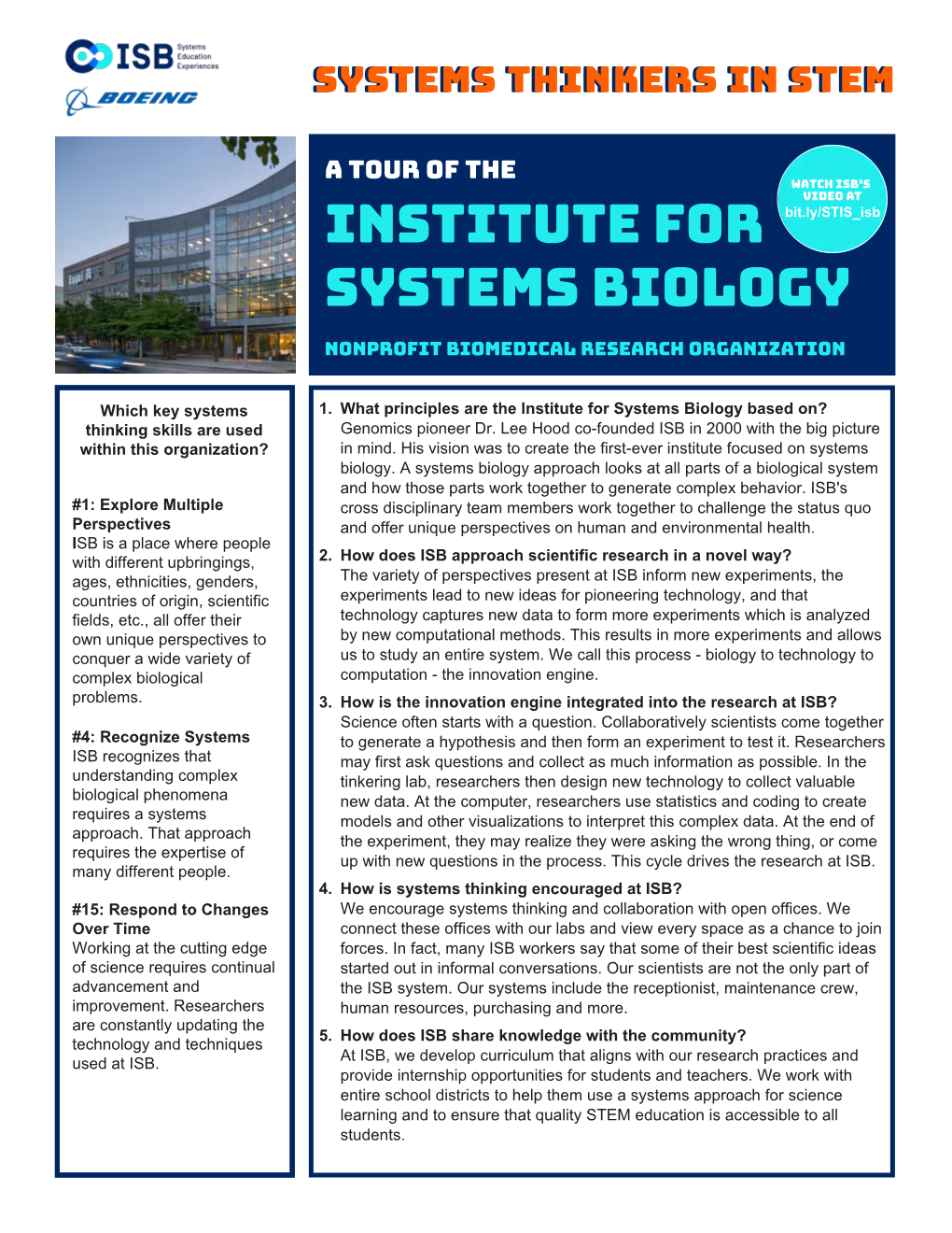 Read About the Institute for Systems Biology