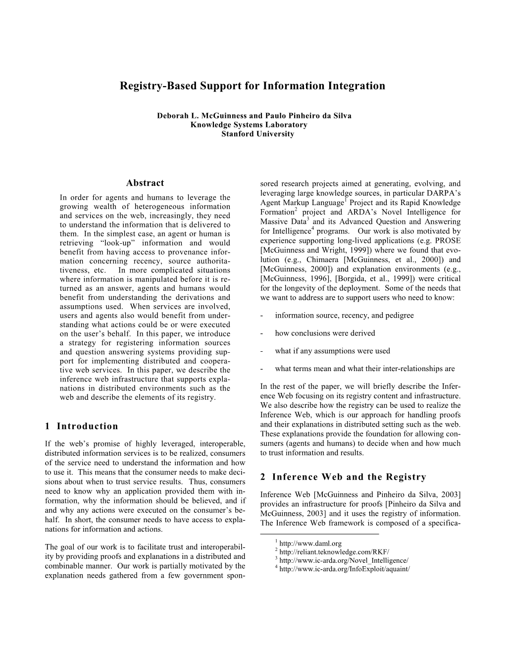 Registry-Based Support for Information Integration