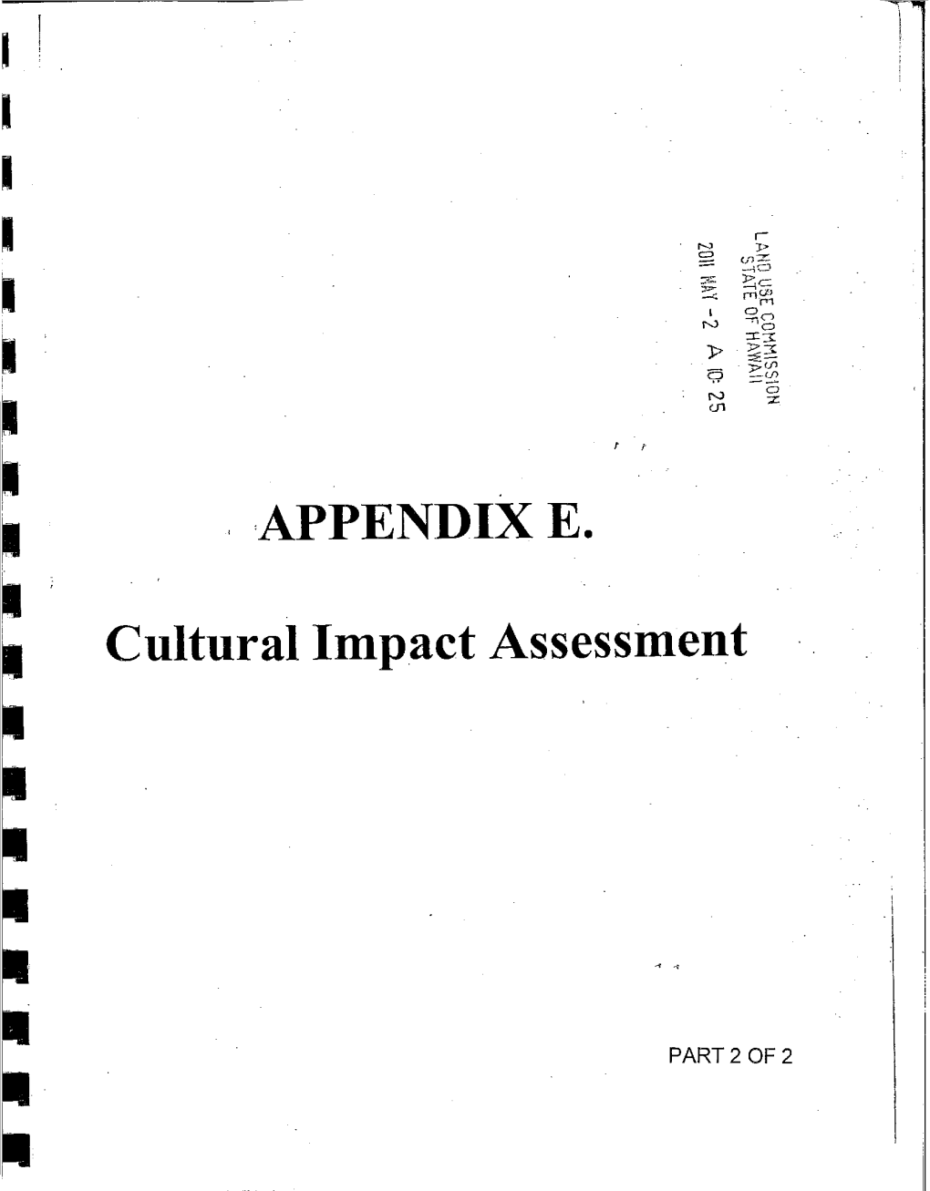 ,APPENDIX E. Cultural Impact Assessment