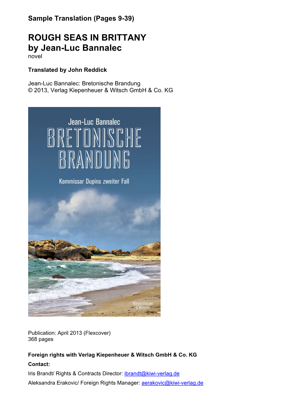 ROUGH SEAS in BRITTANY by Jean-Luc Bannalec Novel