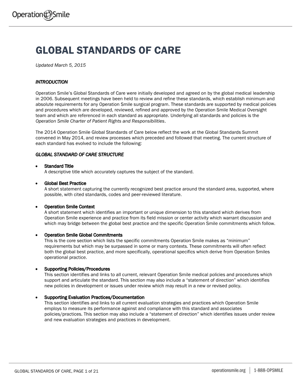 Global Standards of Care
