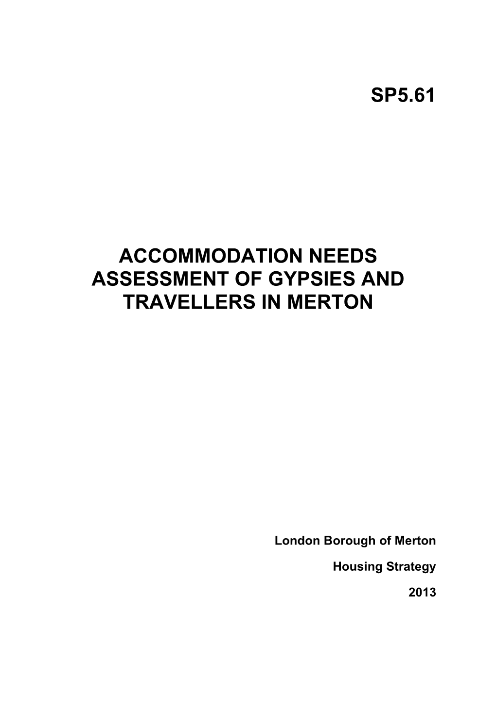 Sp5.61 Accommodation Needs Assessment of Gypsies And