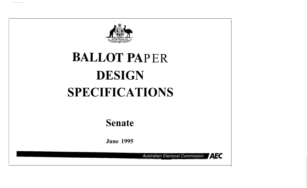 Ballot Paper Specifications, Senate