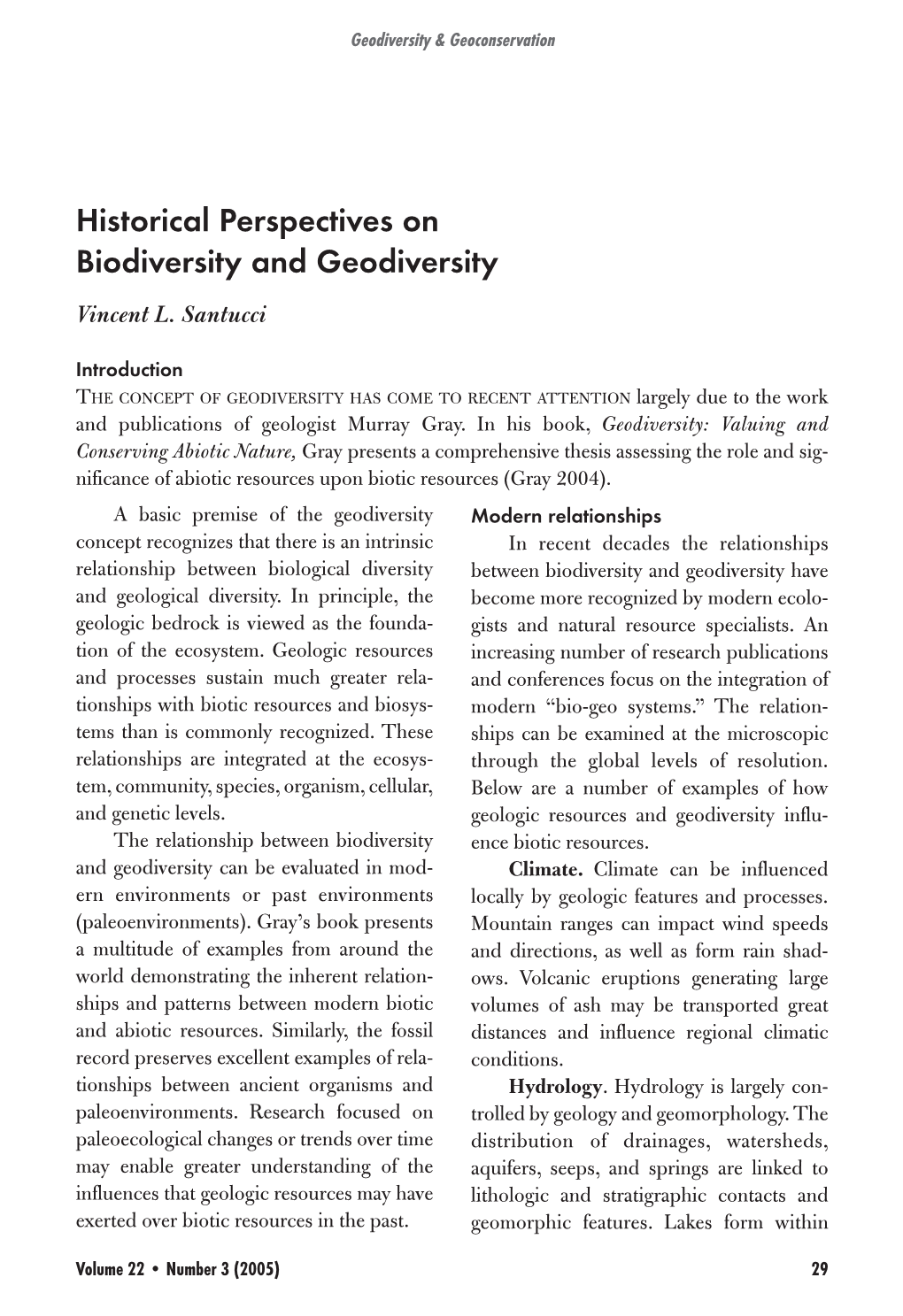 Historical Perspectives on Biodiversity and Geodiversity