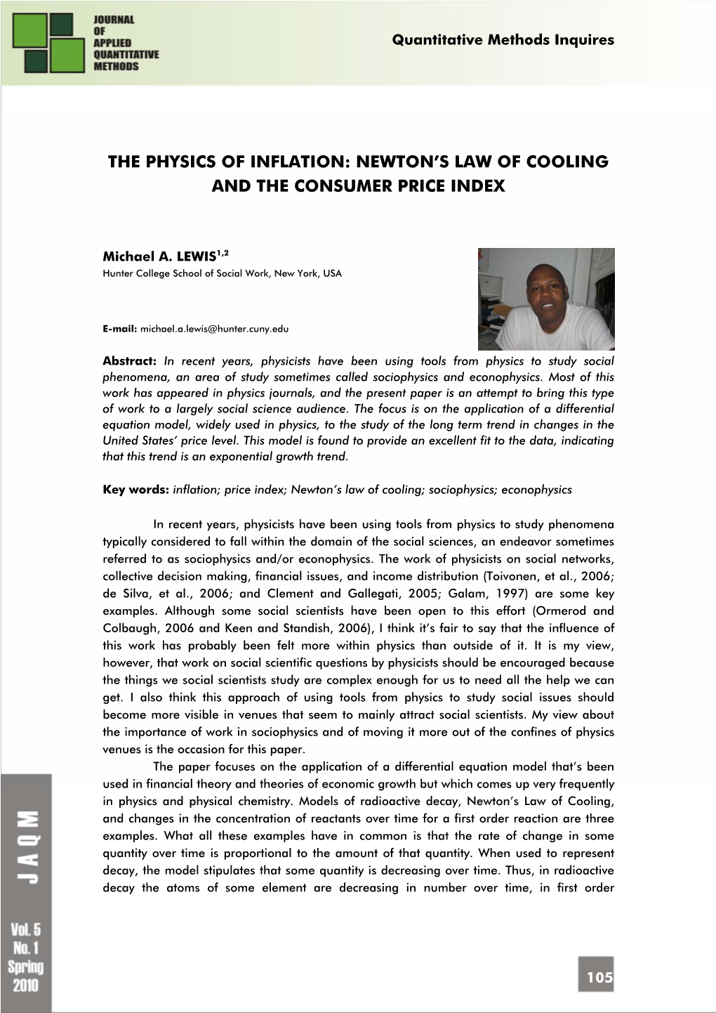 The Physics of Inflation: Newton's Law of Cooling and the Consumer Price