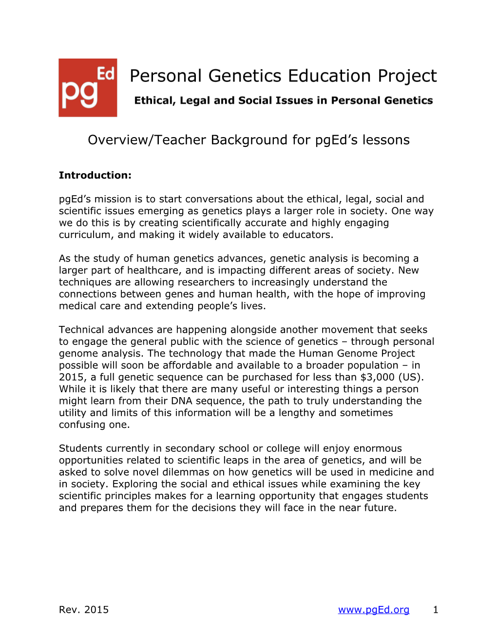 Personal Genetics Education Project