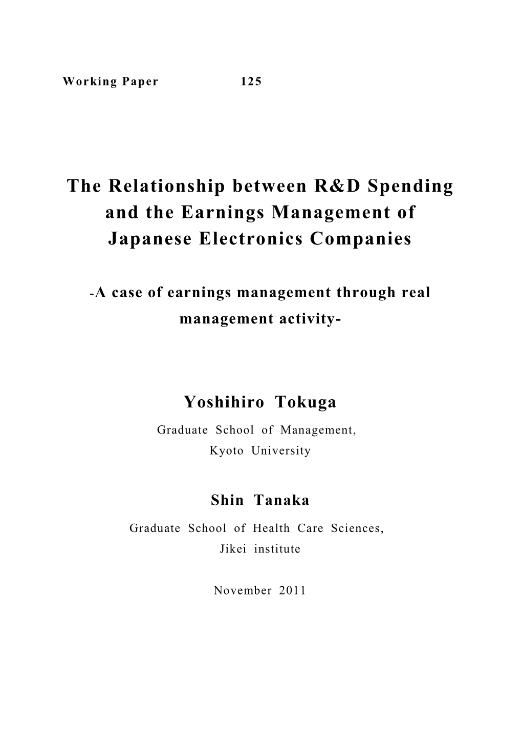 The Relationship Between R&D Spending and the Earnings